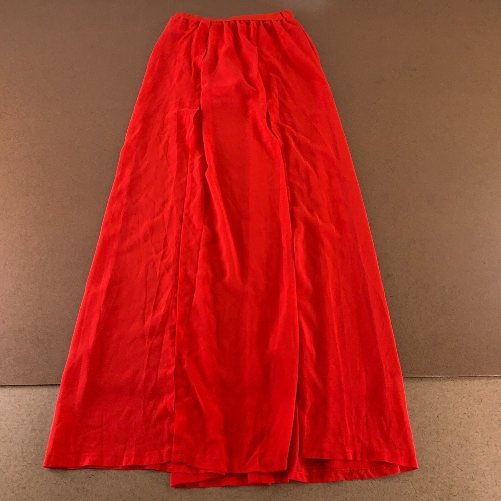 Verdusa Women's Medium Red Sheer Chiffon Built In Brief Split Thigh Maxi Skirt